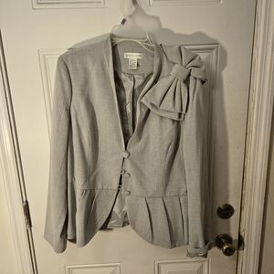 Vintage Newport News Size 18 Blazer Accented Bow Grey Buttons Polyester
